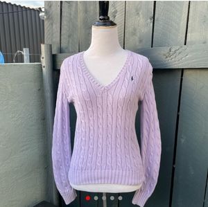 Vintage Polo Ralph Lauren Sport Lavender Purple Cable Knit Sweater